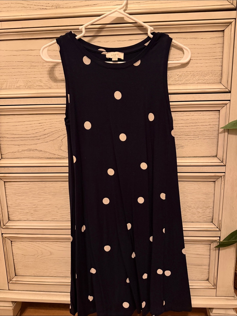 LOFT Black Midi Dress with White Polka Dots